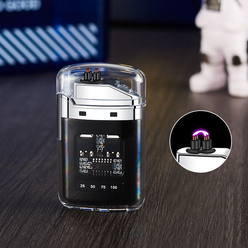 🔥⚡Rechargeable Dual-Arc Windproof Pulse Digital Display Colorful Lighter