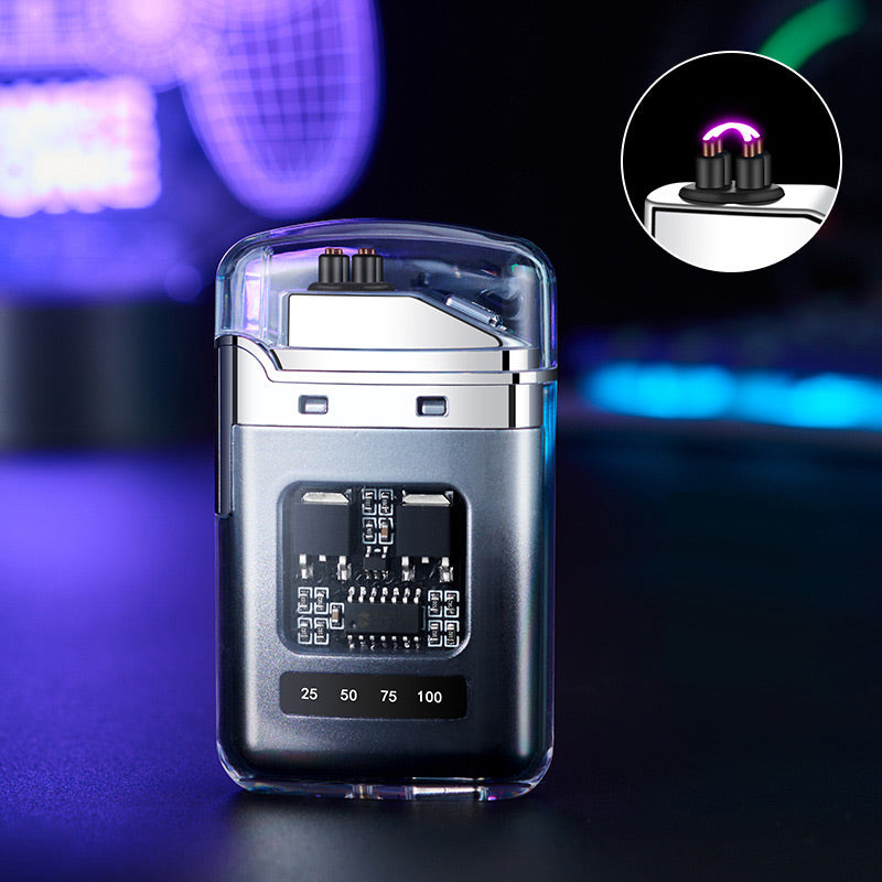 🔥⚡Rechargeable Dual-Arc Windproof Pulse Digital Display Colorful Lighter