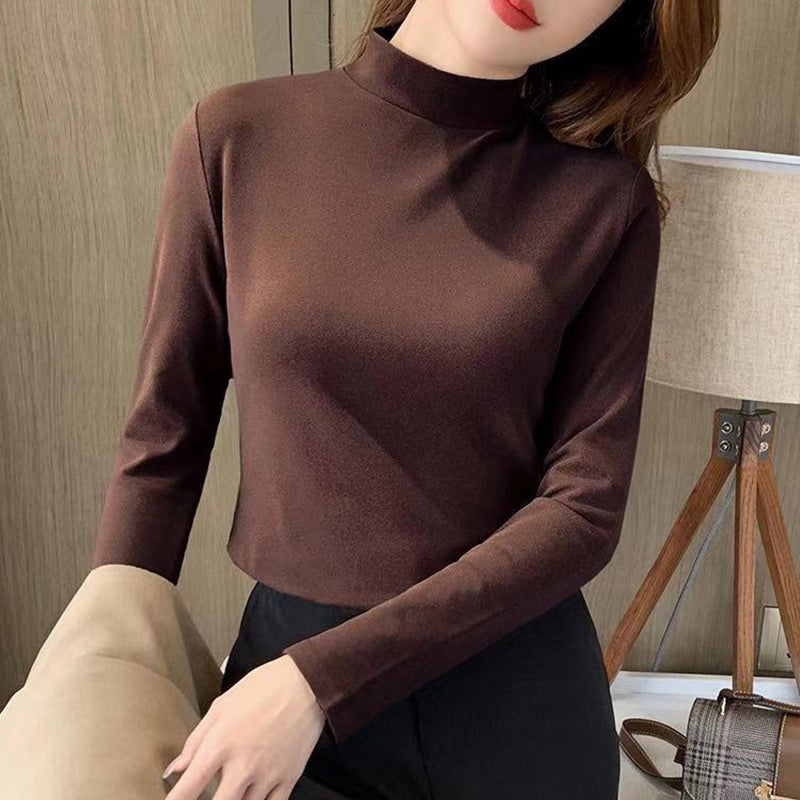 🔥Black-Friday-Mega-Angebot – 50 % Rabatt!🔥Women's Comfortable Solid Color Half High Neck Long Sleeve Top