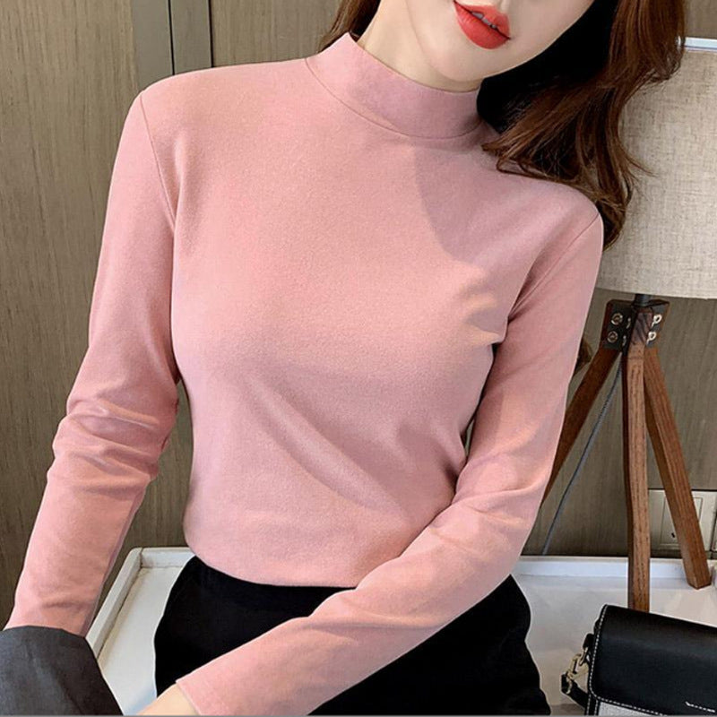 🔥Black-Friday-Mega-Angebot – 50 % Rabatt!🔥Women's Comfortable Solid Color Half High Neck Long Sleeve Top