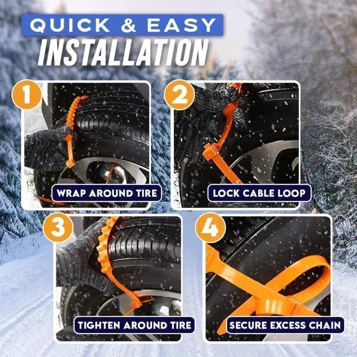 🥳2026 HOT SALE🥳💞50K+ SOLD! 🚗❄️ 50% OFF! Car Anti-Slip Tire Chains – 90-second install, heavy-duty grip, universal fit 18-32", reusable nylon. Safe winter driving! 🛡️💪