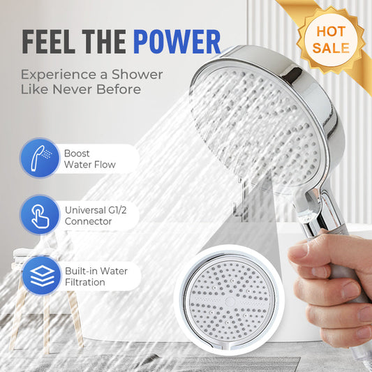 🚿 6-Mode High Pressure Handheld Shower Head with Filter