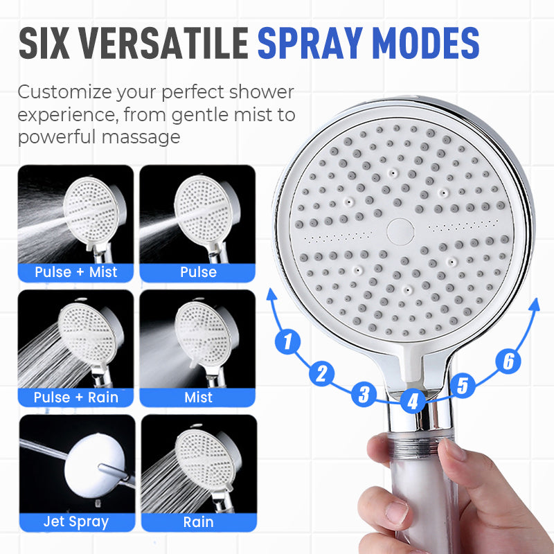🚿 6-Mode High Pressure Handheld Shower Head with Filter