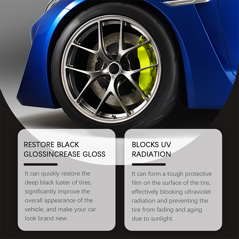 Tire wax – restores black gloss, blocks UV, repels dirt. Easy & quick! 🚗