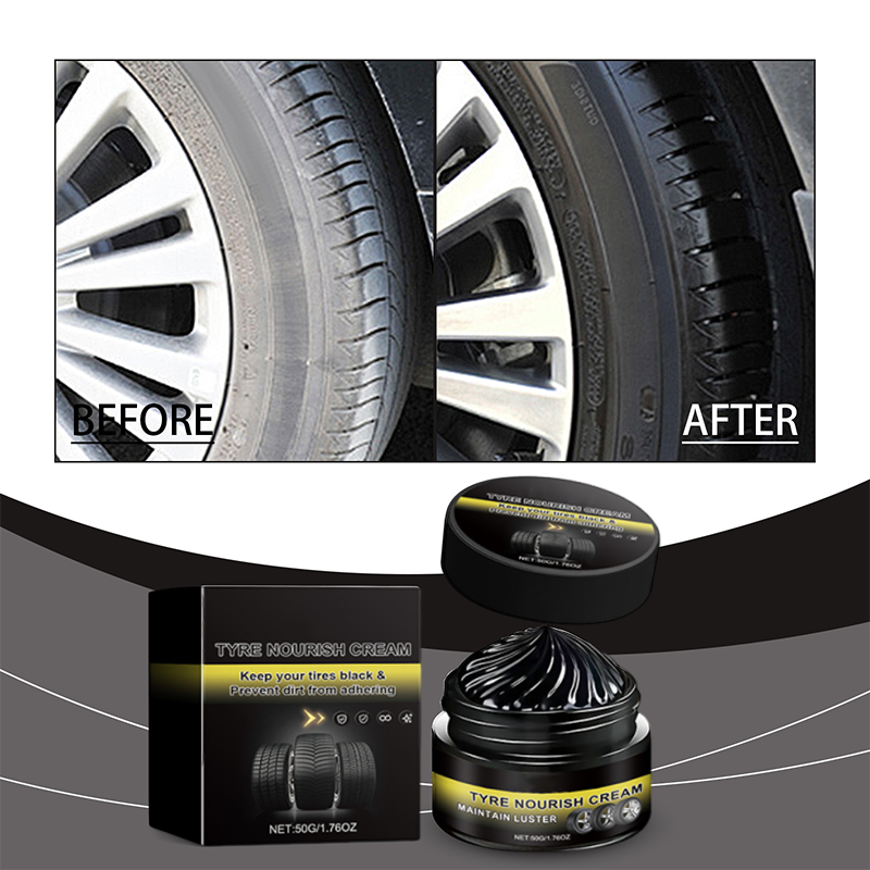 Tire wax – restores black gloss, blocks UV, repels dirt. Easy & quick! 🚗