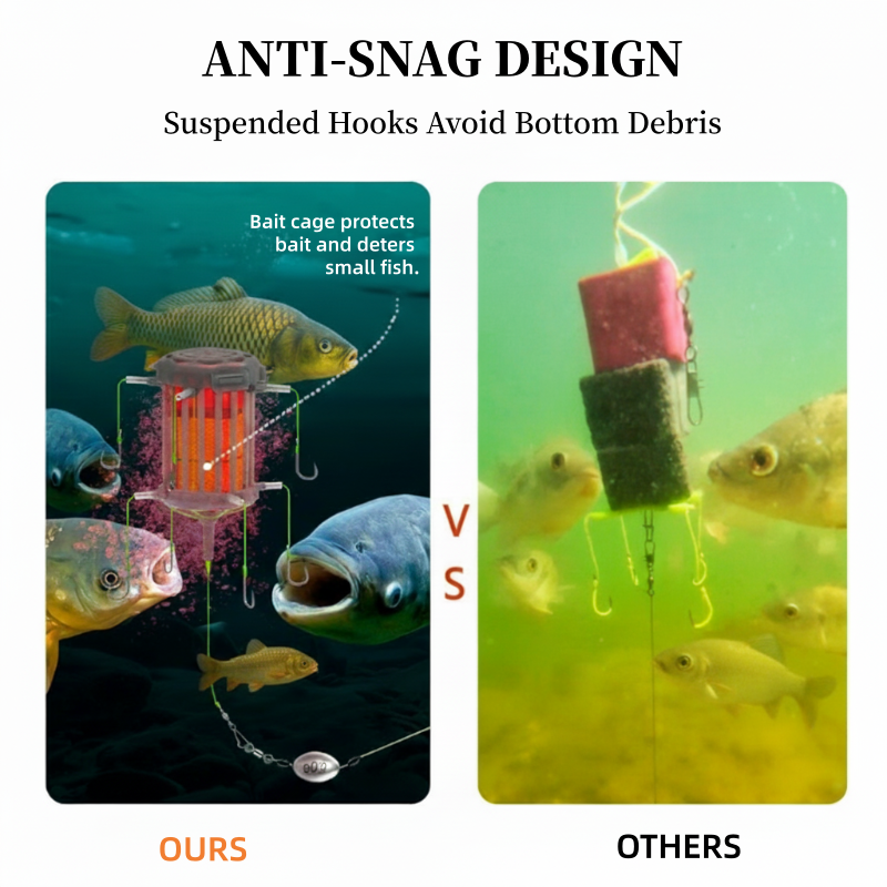 🎣 Reverse Bottom Bait Cage Hook Rig – Elevate Your Bait, Outsmart the Big Fish! 🐟✨