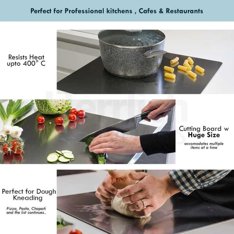 📢📢50% OFF !!⏰👩‍🍳🔪Must‑Have Cooking Tool！🥩🥦Safer, Cleaner & More Convenient!💥304 Stainless Steel Cutting Board