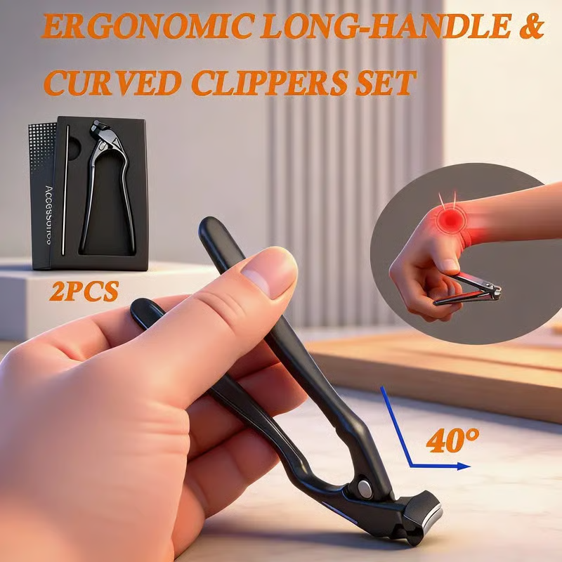 ⏳LAST DAY SALE 50% OFF !!📢Perfect Curved Design | Stainless Steel Nail Clipper | Effortless Grip for Seniors ✨
