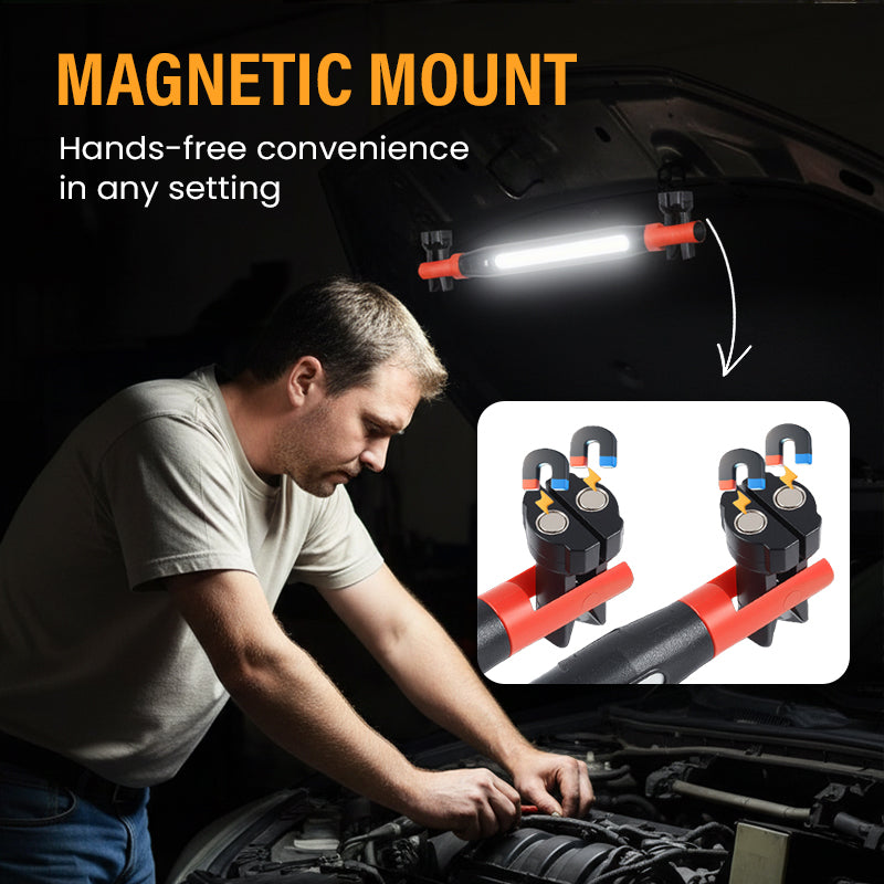 📢📢50% OFF !! ⏰3000LM LED Work Light – Magnetic + hook, 5200mAh battery, 360° rotation. Type‑C fast charge. Bright as day anywhere! 🔋✨