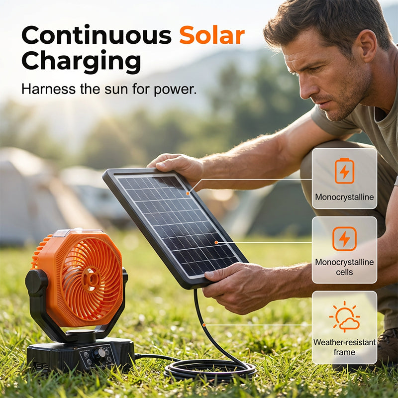 🌞 Solar Portable Misting Camping Fan – Chill Anywhere, Off the Grid! ⛺💨 Cool mist + wide oscillation + remote control – your ultimate outdoor comfort companion. 🔋🌀