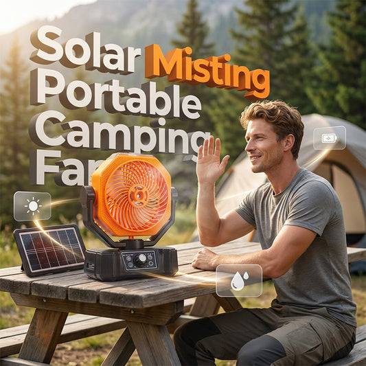 🌞 Solar Portable Misting Camping Fan – Chill Anywhere, Off the Grid! ⛺💨 Cool mist + wide oscillation + remote control – your ultimate outdoor comfort companion. 🔋🌀