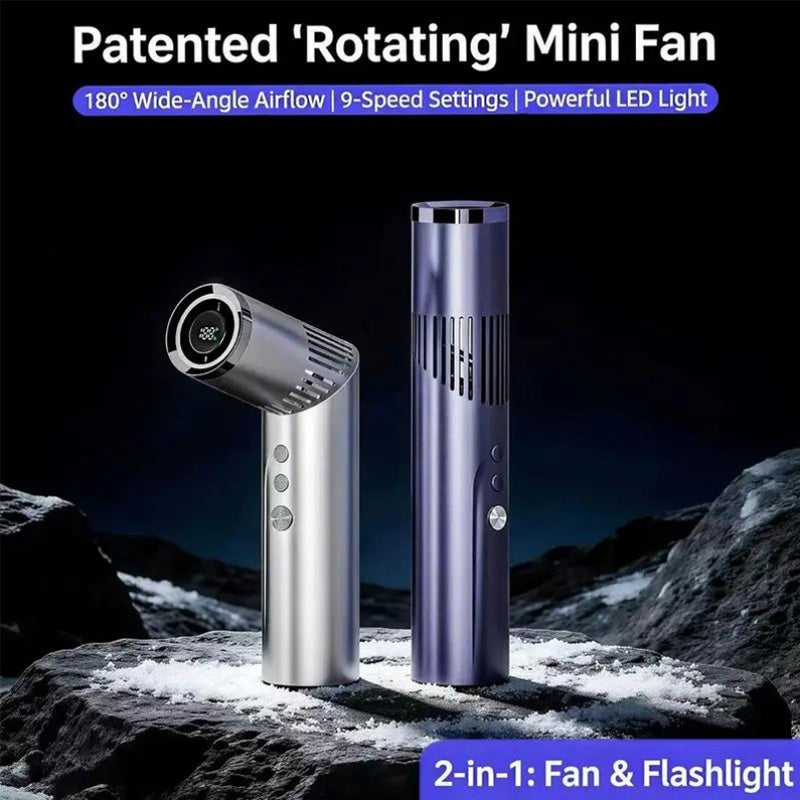 🌀 2-in-1 Rotating Mini Fan & Flashlight – Chill Out, Light Up, On the Go! 🔦💨 Rotating head, 9 speeds, 3000mAh battery – your pocket‑sized comfort companion. 💪✨