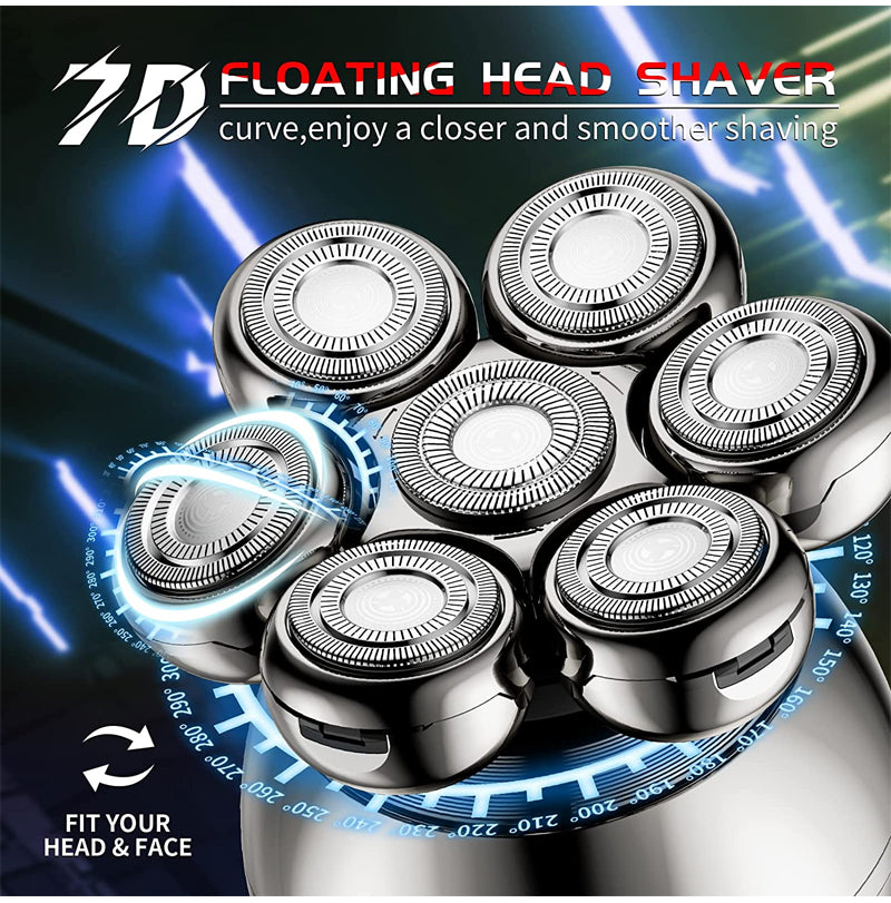 💪7D Floating Shaver Set | 5-in-1 Multifunctional⚡ Wireless Charging + LED Battery Indicator🚿 Wet/Dry Use · Washable🪐 Portable for Travel
