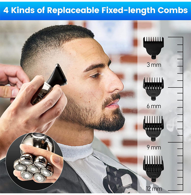 💪7D Floating Shaver Set | 5-in-1 Multifunctional⚡ Wireless Charging + LED Battery Indicator🚿 Wet/Dry Use · Washable🪐 Portable for Travel