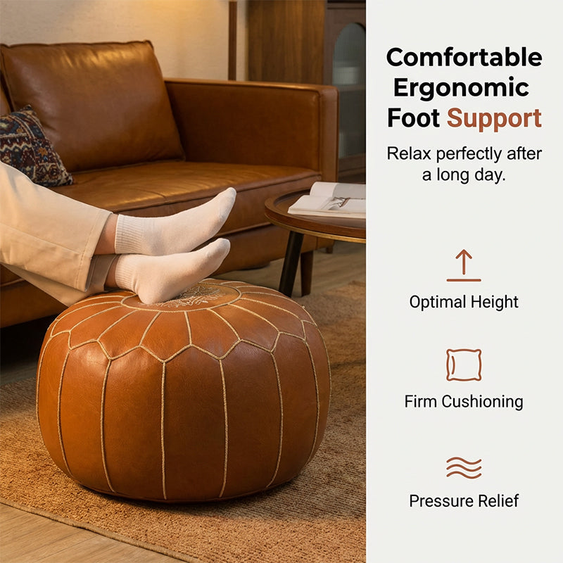 🛋️ Moroccan boho pouf – waterproof synthetic, space-saving storage, embroidery stitching. Easy to carry. 50% OFF! ✨