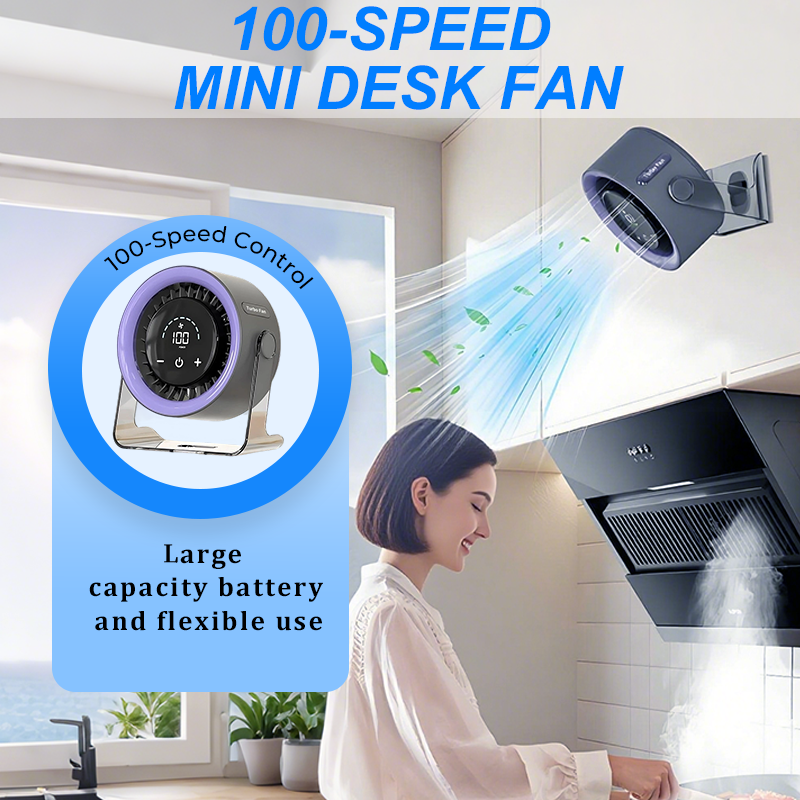 🏆2026 Desk Fan – USB Rechargeable with LED Display 📊 | 100 Speeds, 120° Tilt & Full Oscillation ↔️ | Ultra-Quiet for Bedroom 😴, Office 🖥️ & Camping 🏕️ | Up to 24H Battery ⚡