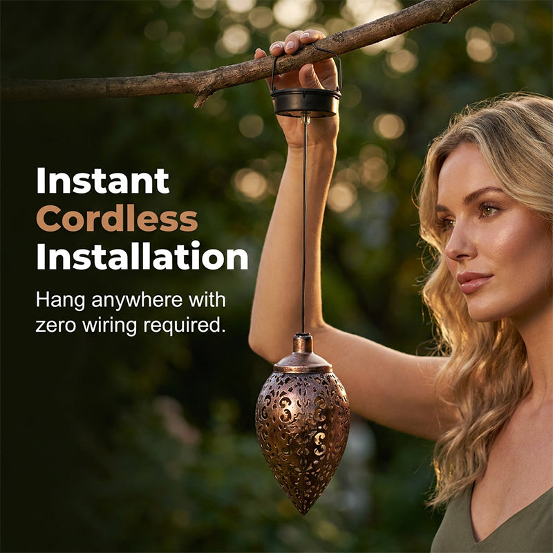 Solar Powered Teardrop Lantern for Garden Decor