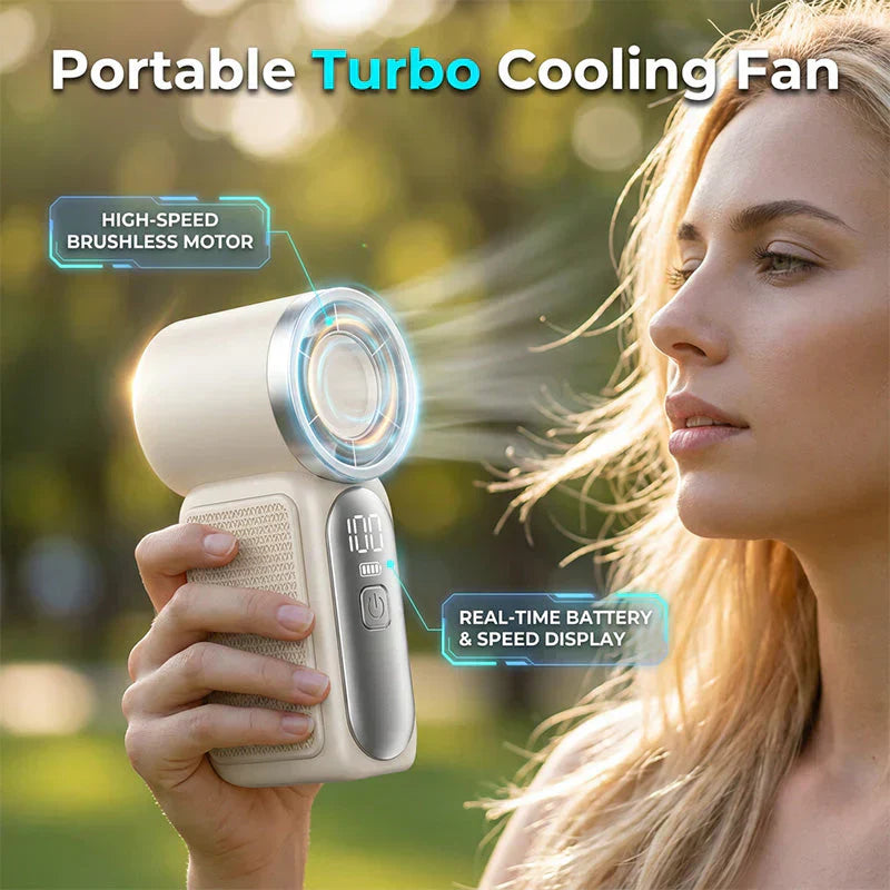 Mini Handheld Fan with LED Display –👍5-Speed Turbo Pocket size Fan.✨USB Rechargeable, High-Speed Cooling for Travel & Makeup. Perfect Gift. Portable Refrigeration