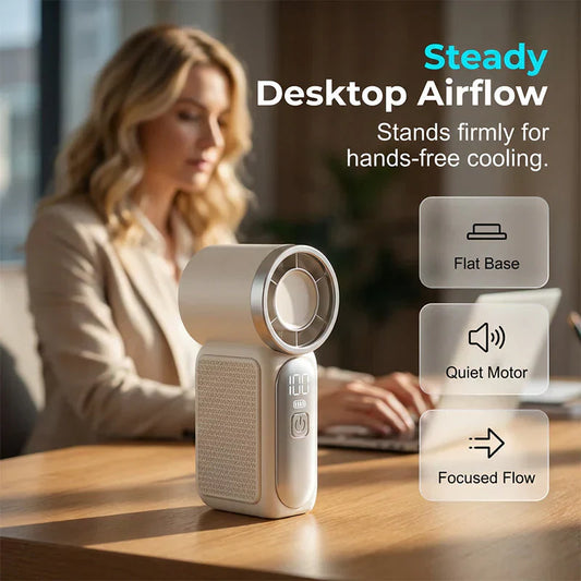 Mini Handheld Fan with LED Display –👍5-Speed Turbo Pocket size Fan.✨USB Rechargeable, High-Speed Cooling for Travel & Makeup. Perfect Gift. Portable Refrigeration