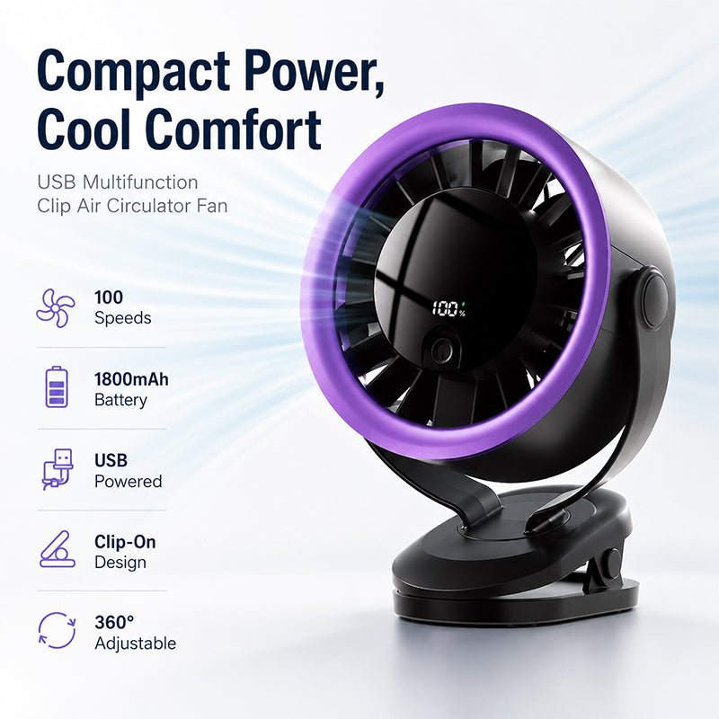 Portable USB Fan with Digital Display