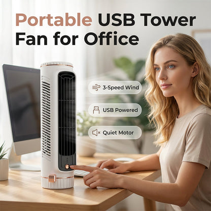🔥Limited Time Promotion 50% OFF🔥Portable USB Tower Fan with 3 Speeds