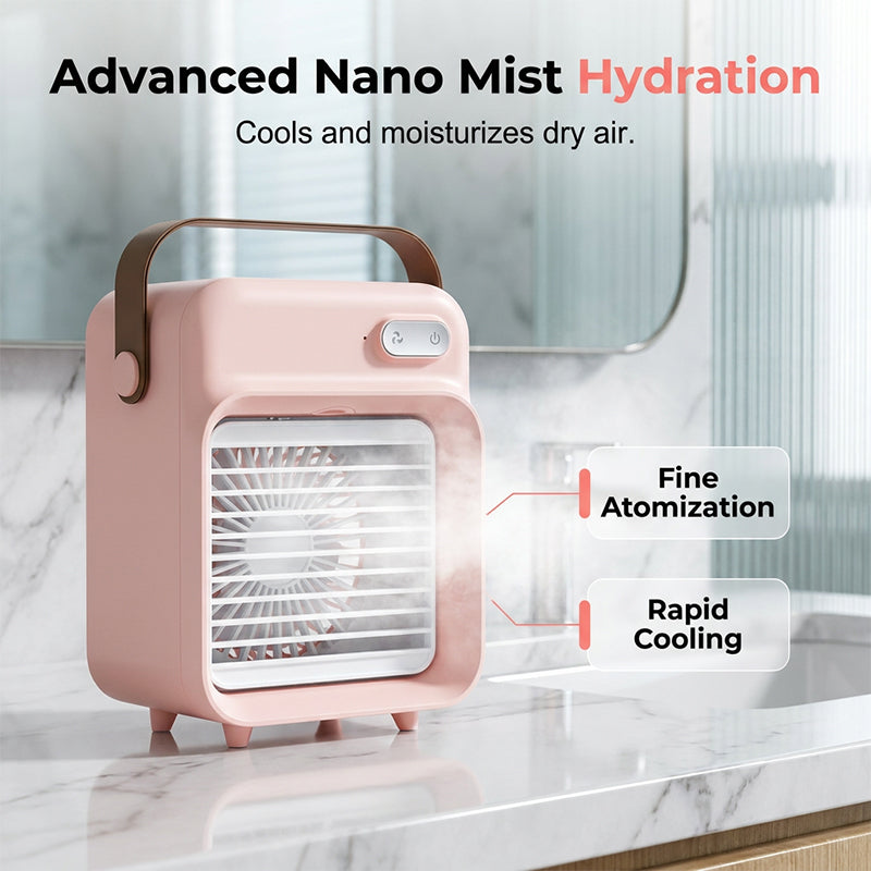 💨 Wireless Desktop Air Cooler & Humidifier – Chill, Refresh, Unplug! 🔋❄️ Nano mist, 3 speeds, 2400mAh battery – your personal oasis anywhere. 🌬️💧