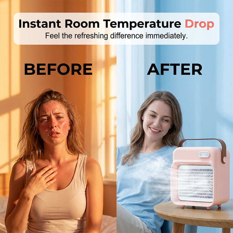 💨 Wireless Desktop Air Cooler & Humidifier – Chill, Refresh, Unplug! 🔋❄️ Nano mist, 3 speeds, 2400mAh battery – your personal oasis anywhere. 🌬️💧