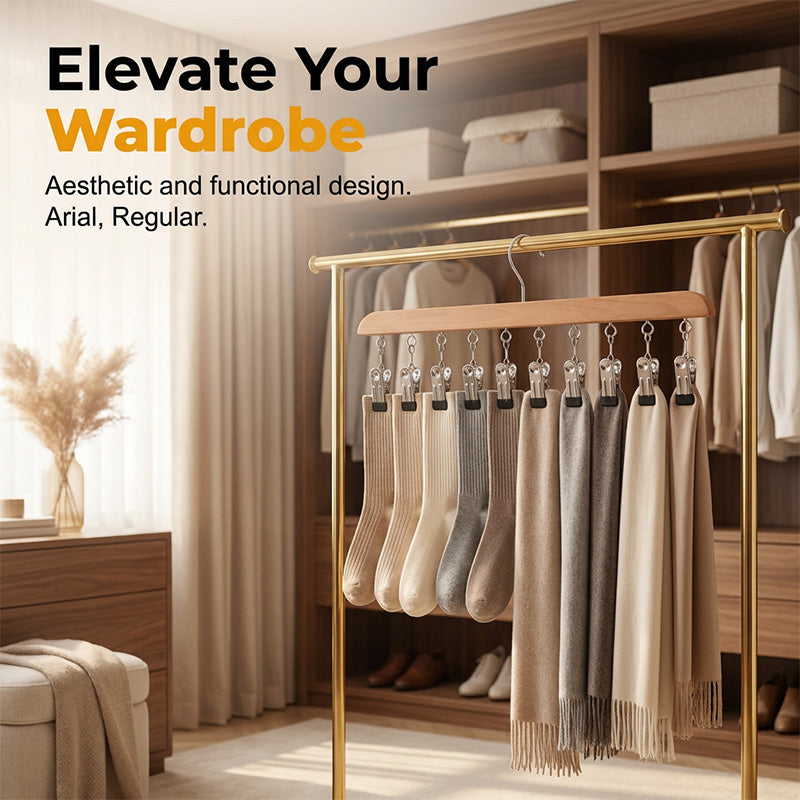 📢📢50% OFF !! ⏰Multi-Clip Wooden Hanger for Closet Organization
