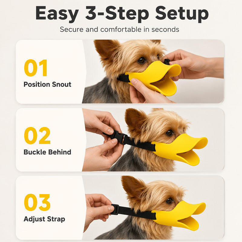 🐕 50% OFF! ✨ Cute Duck Bill Silicone Dog Muzzle – Soft Flexible Silicone, Ergonomic Contour Fit & Adorable Friendly Look – Safe & Comfortable for Small to Medium Breeds 🦆