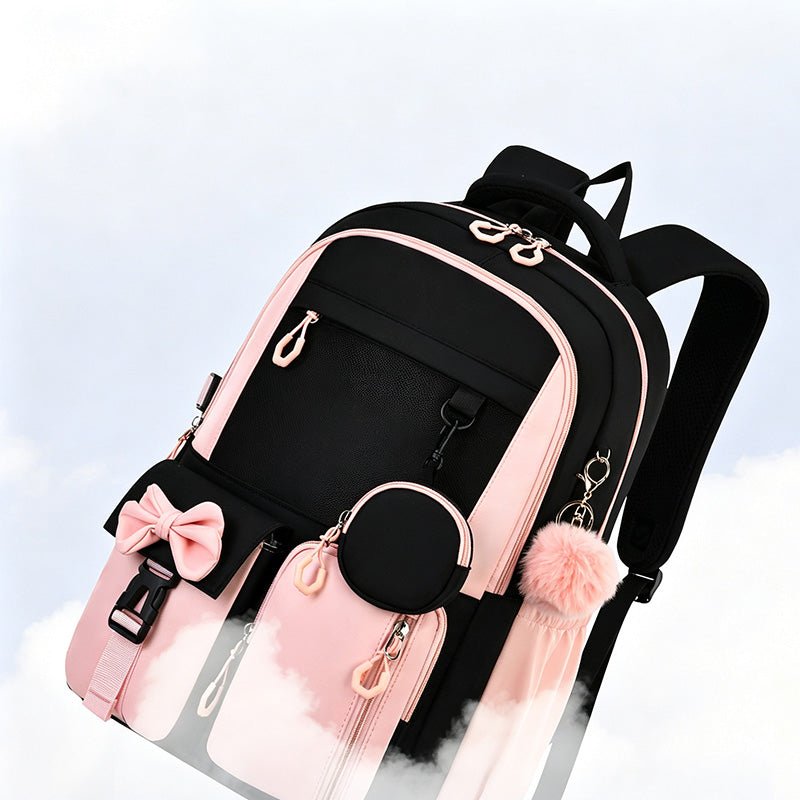 🎀🎒 50% OFF! ⚡Cute Bowknot Lightweight School Backpack – Water Repellent & Anti-Theft!
