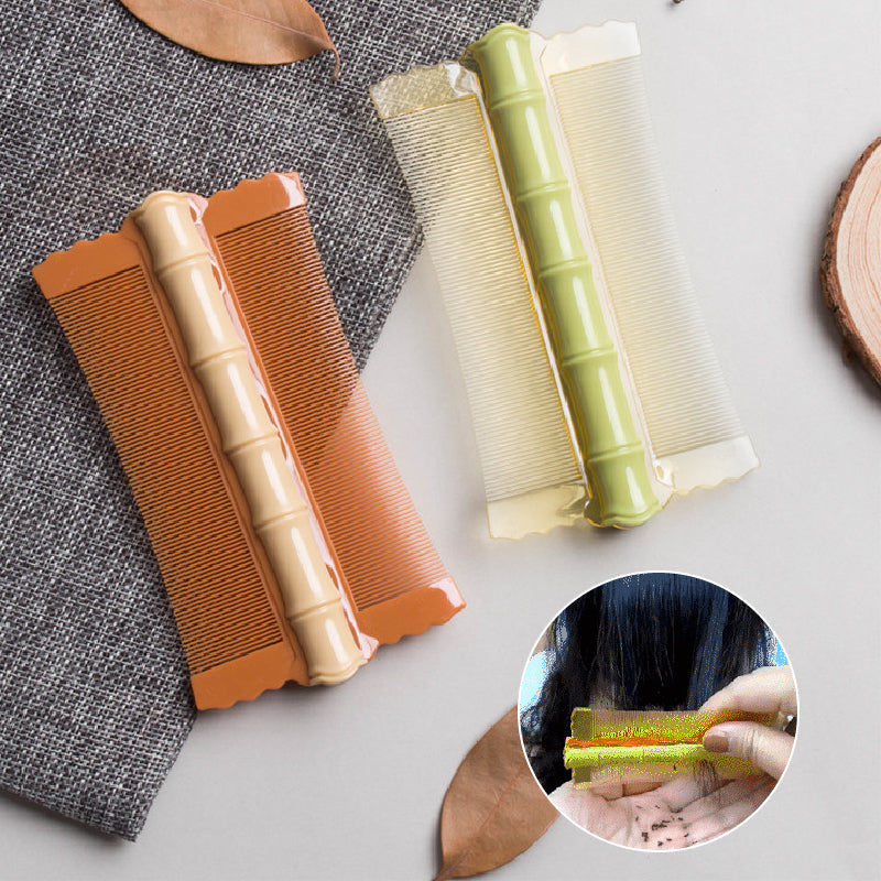 🎋 Bamboo Styling Double-Sided Fine Teeth Comb | Removes Lice & Dandruff | Ergonomic Grip | All Hair Types | For Adults, Kids & Pets 🌿✨