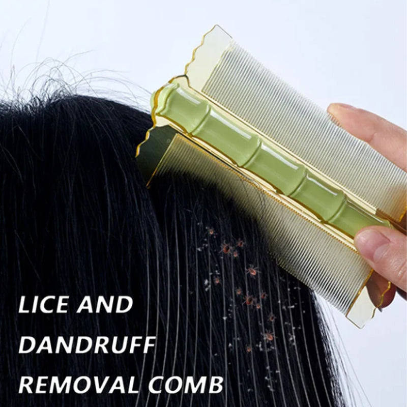 🎋 Bamboo Styling Double-Sided Fine Teeth Comb | Removes Lice & Dandruff | Ergonomic Grip | All Hair Types | For Adults, Kids & Pets 🌿✨
