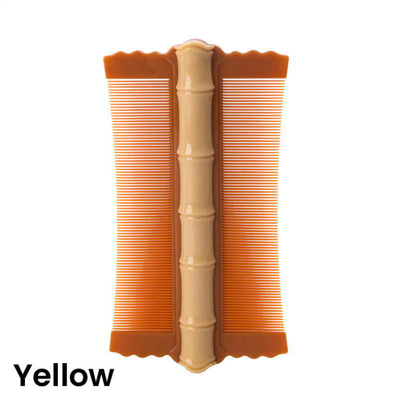 🎋 Bamboo Styling Double-Sided Fine Teeth Comb | Removes Lice & Dandruff | Ergonomic Grip | All Hair Types | For Adults, Kids & Pets 🌿✨