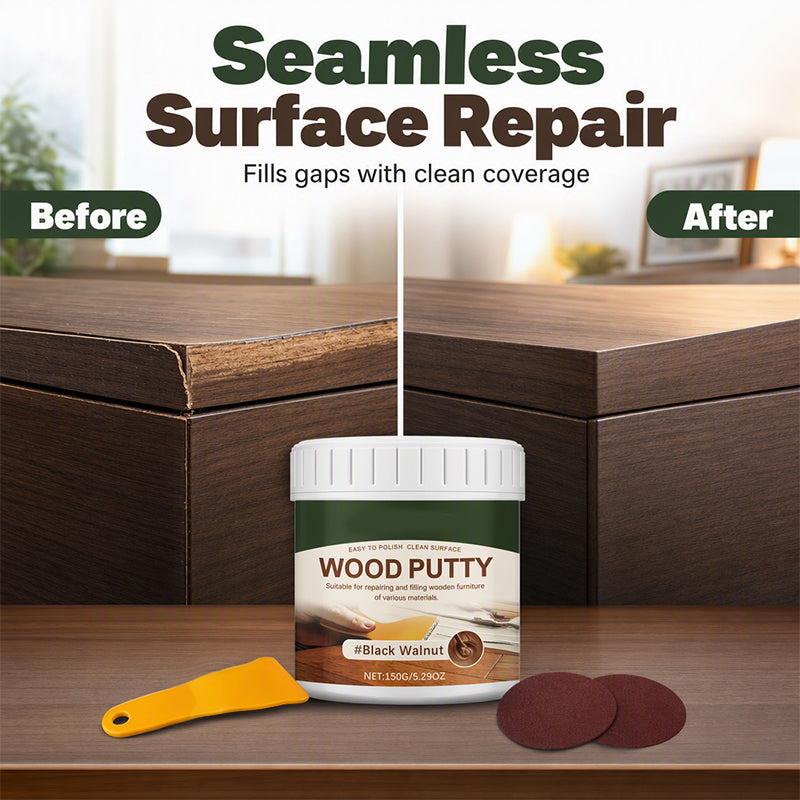 🪵✨Wood Repair Filler Putty – Fills Cracks & Chips, Smooths Surfaces, Blends with Dark Wood
