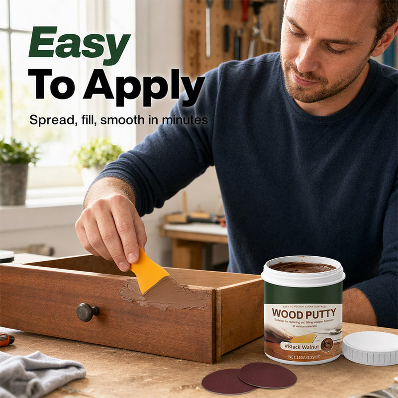 🪵✨Wood Repair Filler Putty – Fills Cracks & Chips, Smooths Surfaces, Blends with Dark Wood
