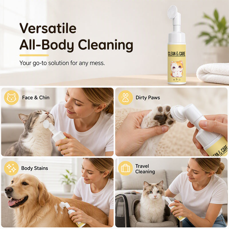 🔥Hot Sale 50% OFF🔥 Gentle Waterless Pet Chin Cleaner Foam – No Rinse,  for Cats & Dogs 🐾