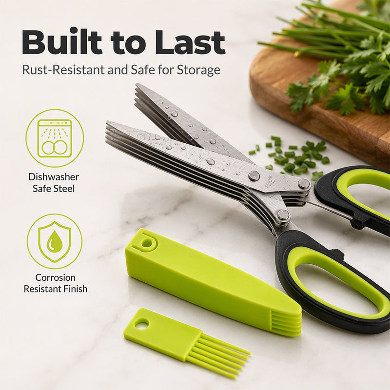 Multi-Layer Kitchen Herb Scissors with Safety Cover