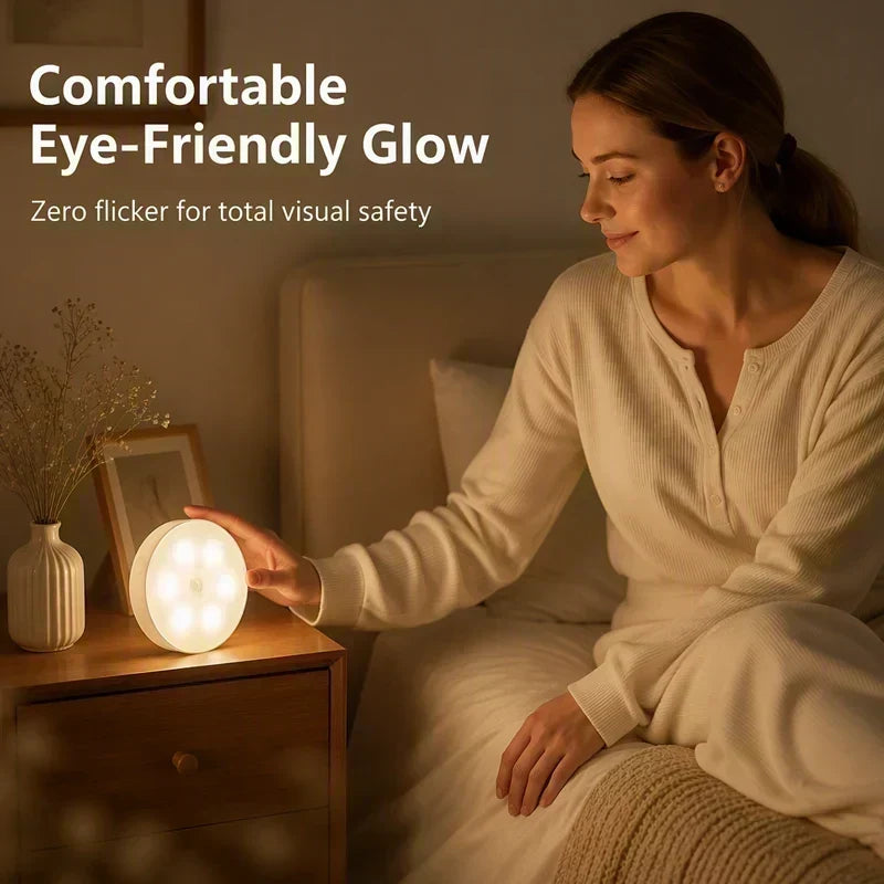 🥳2026 HOT SALE🥳💞50K+ SOLD! 💡✨ 50% OFF! Magnetic Wireless LED Motion Sensor Night Light – auto-on within 10ft, USB rechargeable, magnetic & stick-on. Warm glow for stairs, closets & bedrooms! 🛡️✅