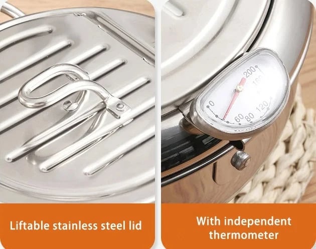 🍤 LIMITED‑TIME 50% OFF! ⚡ 201 Stainless Steel Tempura Fryer Pot – Thermometer, Drain Rack, Deep‑Body ✨