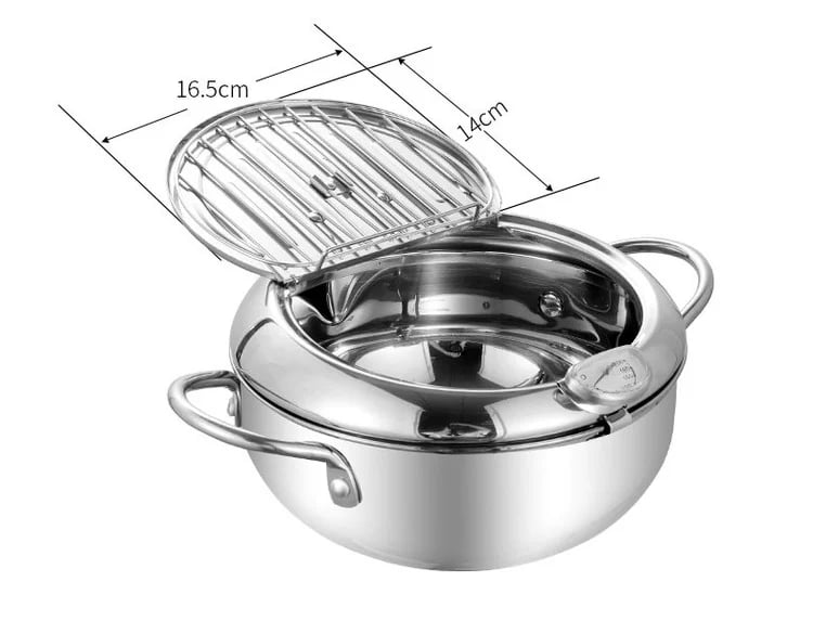 🍤 LIMITED‑TIME 50% OFF! ⚡ 201 Stainless Steel Tempura Fryer Pot – Thermometer, Drain Rack, Deep‑Body ✨