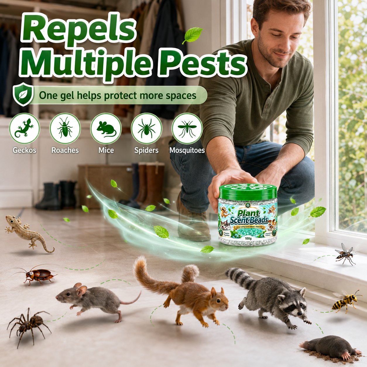 Natural Plant Gecko Repellent Gel Beads