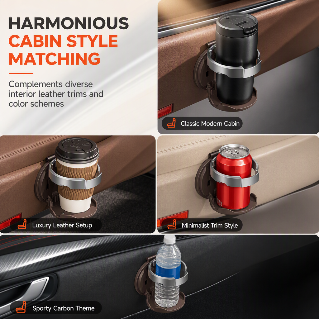 🚗 Last Day Special Price $17.99! 🥤Multifunctional Foldable Car Door Cup Holder Large Diameter Drink and Water Bottle Storage Rack