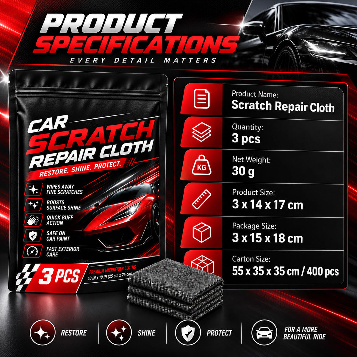 Paint-Safe Car Scratch Repair Cloth