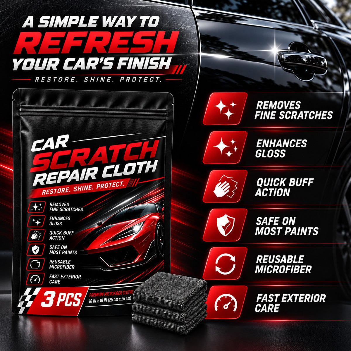 Paint-Safe Car Scratch Repair Cloth