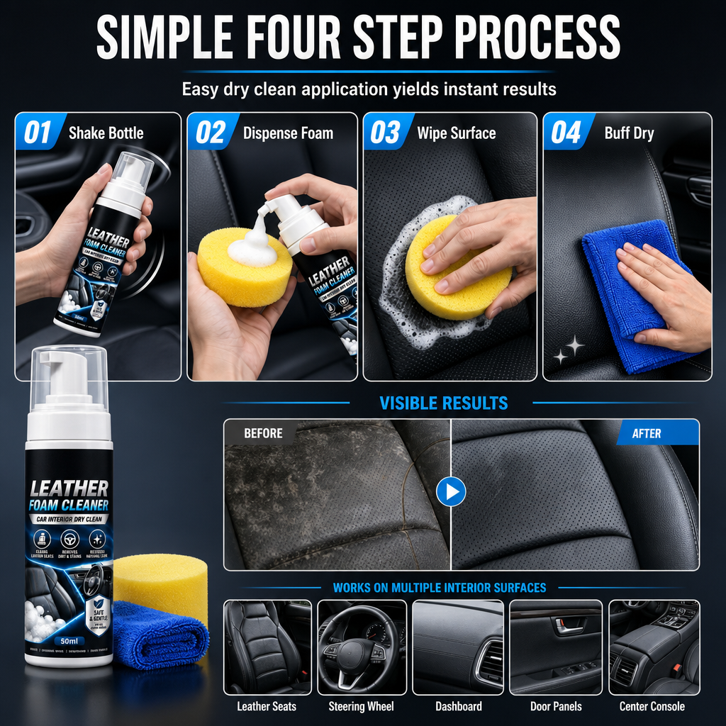 Car Interior Leather Foam Cleaner Kit