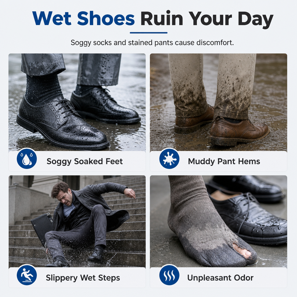 🌧️✨ LIMITED-TIME 50% OFF! Waterproof High-Top Rain Shoe Covers — Non-Slip, Reflective, 42cm Tall 👟