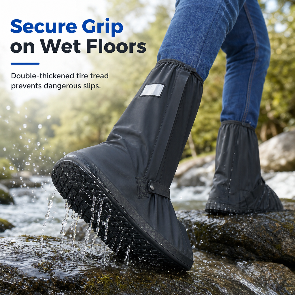 🌧️✨ LIMITED-TIME 50% OFF! Waterproof High-Top Rain Shoe Covers — Non-Slip, Reflective, 42cm Tall 👟