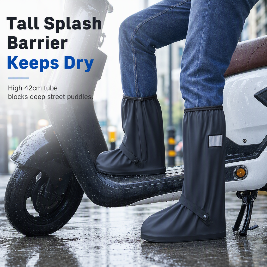🌧️✨ LIMITED-TIME 50% OFF! Waterproof High-Top Rain Shoe Covers — Non-Slip, Reflective, 42cm Tall 👟
