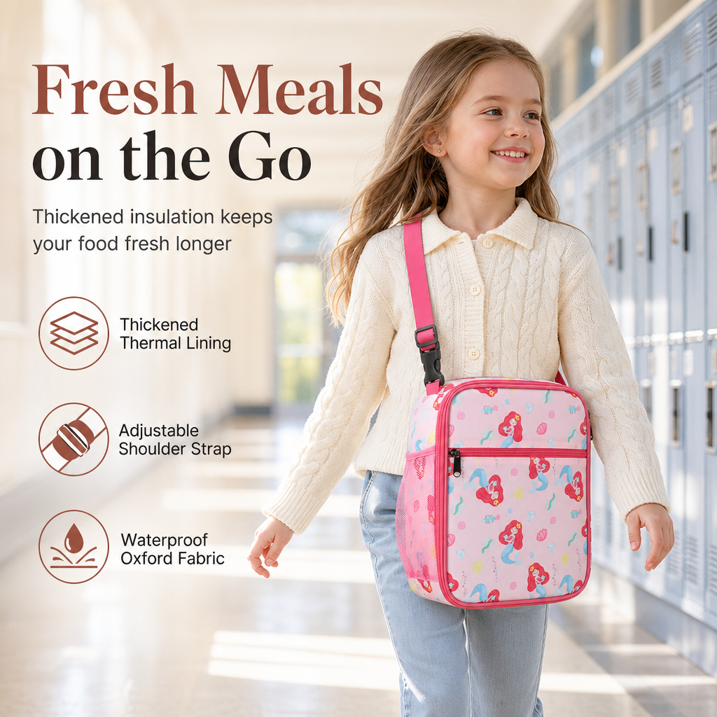 Large Capacity Kids Cartoon Insulated Lunch Bag