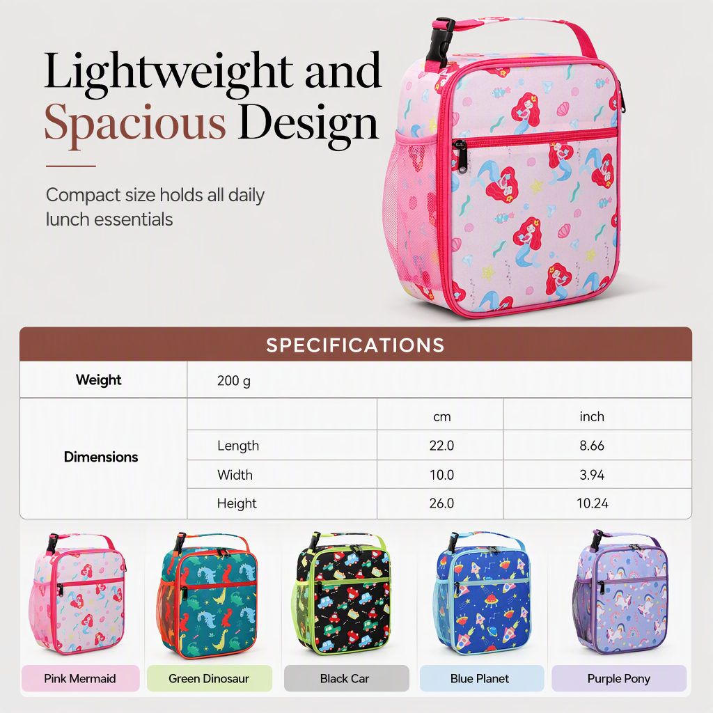 Large Capacity Kids Cartoon Insulated Lunch Bag